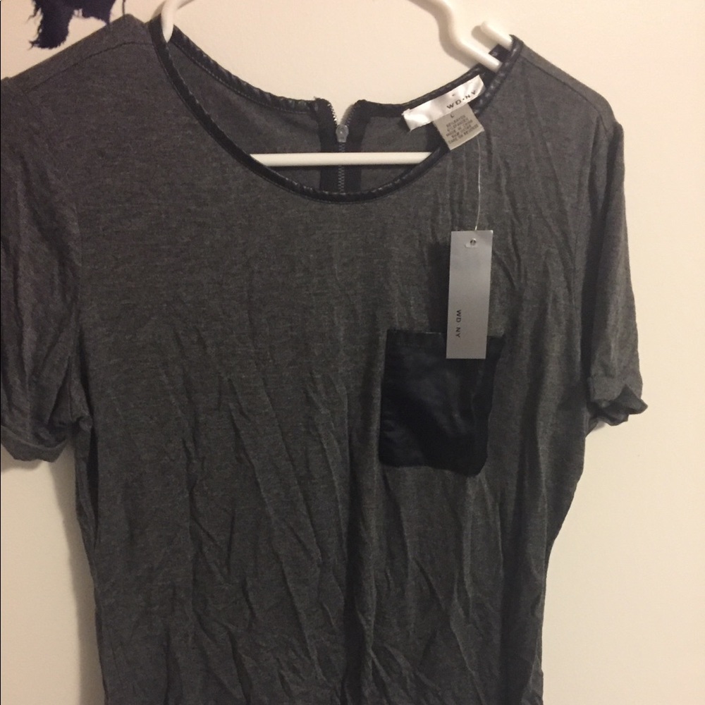 WD NY size large grey shirt with black pocket